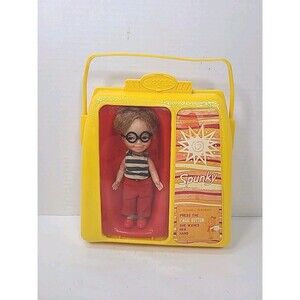 Vintage 6" Spunky Pocketbook Waving Doll w/Glasses Heidi Remco Hong Kong 1966